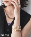 大きいサイズ レディース ワイドプレートバングル シックス タイル かわいい おしゃれ アクセサリー スモーキーゴールド/スモーキーシルバー ニッセン nissen