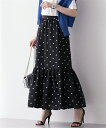 【最大20%OFF SALE!7/11 10:59まで】ロングスカート レディース 麻調ドットティアード ロング スカート 夏 マキシスカート 長め ロンスカ ブラック/ベージュ M/L/LL ニッセン nissen