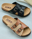EDWIN メンズ ダブル ストラップ フット ベッド サンダル 靴 シューズ ブラック/ベージュ 25/26/27/28cm ニッセン nissen