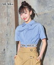 子供服 キッズ 裾ゴムクロップド丈 シャツ トップス オフホワイト/サックス ストライプ 身長140/150/160cm ニッセン nissen