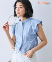 シャツ ブラウス レディース 綿100% ストライプ柄コンパクト 有 OtonaSMILE 夏 ブルー系/ベージュ系 | M/L/LL/3L/4L | ニッセン nissen