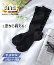 メンズ 抗菌防臭 つま先かかと補強 無地リブ クルー ソックス ソックス 黒 25.0~27.0/27.0~29.0cm ニッセン nissen
