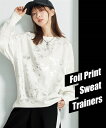 トレーナー レディース 箔プリント スウェット アイボリー系/黒系 S〜M/L〜LL ニッセン nissen