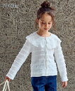 子供服 キッズ カットソー レース フリル ブラウス 女の子 トップス ホワイト/黒 身長110~160cm ニッセン nissen