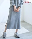 ロングスカート レディース ダンボール ニット タイト スカート OtonaSMILE 冬 マキシスカート 長め ロンスカ 黒/杢グレー M/L/LL/3L/4L ニッセン nissen