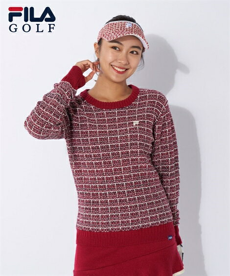 FILAGOLF スポーツウェア トップス レディース FILA GOLF ツイード調 ニット クル