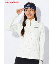 【最大ポイント10倍!ライブ視聴ページからエントリーで!6/11 01:59まで】marie claire SPORT スポーツウェア トップス レディース marie claire sport 裏シャギー ハイネック シャツ UVカット トレーニング フィットネス 運動 ジム オフホワイト/ネイビー M~6L ニッセン
