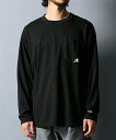 Tシャツ カットソー メンズ Champion メッシュ ポケット付き 長袖 速乾 UVカット はっ水チャンピオン トップス ブラック/モカ M/L/LL ニッセン nissen