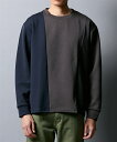 Tシャツ カットソー メンズ ミラノリブポンチ布帛切替セミルーズTシャツ トップス オフホワイト×グレージュ/チャコール×ネイビー M/L/LL ニッセン nissen