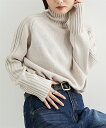 ニット セーター レディース サイドリブ切替 ハイネック トップス 冬 カーキ/グレージュ/ブラック/杢グレー S/M/L/LL ニッセン nissen
