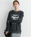 トレーナー スウェット レディース ヴィンテージ プリント 裏毛 プルオーバー アイボリー/チャコールグレー M/L ニッセン nissen