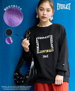 トレーナー スウェット レディース 綿混裏起毛ロゴ プリント ビッグ エバーラスト 冬 プルオーバー パープル/黒 L~LL/3L~4L/5L~6L/8L/10L ニッセン nissen
