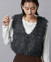 【最大10%OFF SALE!5/16 10:59まで】ニット セーター レディース シャギー ベスト 冬 チャコールグレー/ベージュ/ライトグレー M ニッセ...