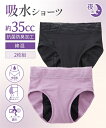 【店内全品対象★25%OFFクーポン配布中★先着1,500名限定 7/4 20時開始】ショーツ サニタリー 生理用 レディース 綿混吸水サニタリー 2枚組 35cc 女性 インナー パンツ パンティ ブラック+パープル M/L/LL/3L ニッセン nissen