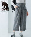 ワイドパンツ レディース moz モズ 先染チェックゆったり ストレッチ ワイド パンツ ゆったり 体型カバー 美脚 ボトムス ズボン グレー系 S~6L ニッセン nissen
