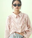 シャツ ブラウス レディース ワイドクロップド グレー/ピンク M〜L/L〜LL ニッセン nissen