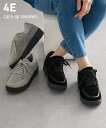 【最大10%OFF SALE!6/11 1:59まで】大きいサイズ レディース ゆったり幅広 レース アップ スニーカー 低反発中敷 ワイズ4E 靴 シューズ グレー/黒 23.0~23.5/24.0~24.5/25.0~25.5/26.0~26.5cm ニッセン nissen