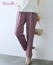 【最大20%OFF SALE!6/11 1:59まで】テーパードパンツ レディース 前ビジュー付テーパード パンツ Hana服 美脚 ボトムス ズボン ピンク/ブラック M/L/LL ニッセン nissen(4)