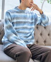 【最大5%OFF SALE!7/11 10:59まで】ニット セーター メンズ グラデーション柄 冬 グレー系/ブルー系 M〜10L ニッセン nissen