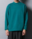 Tシャツ カットソー メンズ カルゼ両面起毛モックネックTシャツ トップス ピーコックブルー/ブラウン/ブラック M/L/LL ニッセン nissen