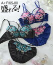 ブラジャー ショーツ セット レディース クラッシックフラワーガーデン ブラショーツ 女性 インナー パンツ パンティ ネイビー/ブラック A70_M〜F80_...