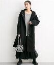 コート アウター レディース 脇ボタンキルト切替 ロング丈 ブラック/モカ M/L/LL ニッセン nissen