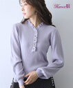 ニット セーター レディース ビジューボタンフリル トップス Hana服 冬 ブラック/ラベンダー M/L/LL/3L ニッセン nissen(4)