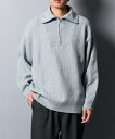 【店内全品対象★25%OFFクーポン配布中★先着1,500名限定 7/4 20時開始】ニット セーター メンズ 杢畔編セミルーズ ハーフ ジップ 冬 杢オフホワ...