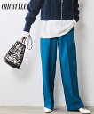ストレートパンツ レディース カラー ストレート パンツ シックス タイル 対応 美脚 ボトムス ズボン チャコールグレー/ブルー/赤 M〜10L ニッセン n...