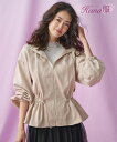 アウター ジャケット レディース 裾フレアフードZIP ブルゾン Hana服 秋 冬 グレージュ/ブラック ニッセン nissen