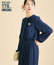 ワンピース ロング マキシ トールサイズ レディース 高身長 ピンタック プリーツ ひざ下 グレージュ/ネイビー M/L/LL/3L ニッセン nissen