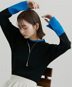 【最大5%OFF SALE!5/16 10:59まで】ニット セーター レディース 配色 デザイン リブ アイボリー×グレージュ/グレー×イエロー/黒×ブルー ...