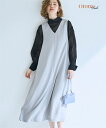 ジャンパースカート レディース Vネック Aライン ジャンパー スカート OtonaSMILE ジャンスカ ワンピース ネイビー/ライトグレー L〜6L ニッセ...