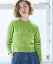 【店内全品対象★25%OFFクーポン配布中★先着1,000名限定 10/24 20時開始】ニット セーター レディース ケーブル編ロゴ プルオーバー OtonaSMILE ライム/杢ライトグレー L~6L ニッセン nissen