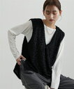 【最大10%OFF SALE!7/11 10:59まで】ニット セーター レディース ラメシャギー ベスト アイボリー/チャコールグレー/黒 M/L ニッセン ...
