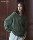 パーカー レディース ワッフル素材スキッパーボタン開き Soiunique フーディ カーキ/ブラック/杢グレー S~M/M~LL/L~LL ニッセン nissen