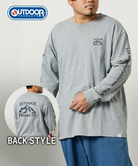 OUTDOOR Tシャツ カットソー メンズ プリント 長袖 アウトドアプロダクツ ビッグ ラージ トップス N3グレー/N9ブラック 3L/4L/5L/6L/...
