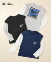 【店内全品対象★25%OFFクーポン配布中★先着1,500名限定 7/19 20時開始】Tシャツ 子供服 キッズ バンダナ プリント 重ね着風Tシャツ 男の子 女の子 トップス カットソー ネイビー/ライトグレー/黒 身長140/150/160cm ニッセン nissen