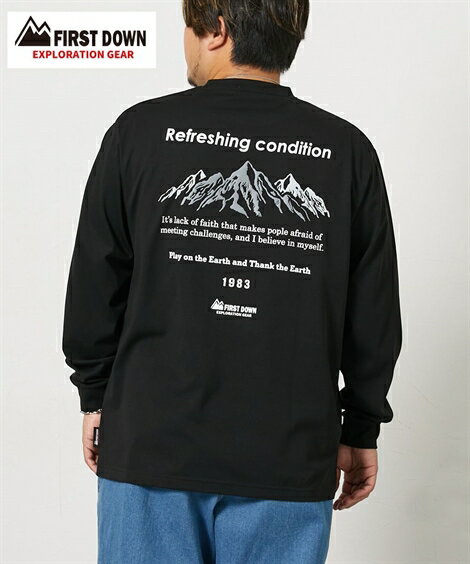 Tシャツ カットソー メンズ バック プリント 長袖 ファーストダウンエクスプロレーションギア ビッグ ラージ トップス 01ホワイト/05グレー/06ブラック...