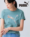 プーマ Tシャツ カットソー レディース フローラルロゴ プリント 夏 グリーン/ブラック | M/L/LL | ニッセン nissen