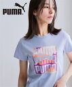 プーマ Tシャツ カットソー レディース ボックスロゴ プリント 夏 ホワイト/ライトブルー | M/L/LL | ニッセン nissen