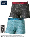 ボクサーパンツ メンズ Reebok リーボック ストレッチ 前閉じ 2枚組 インナー 男性下着 サックス+黒 M/L/LL ニッセン nissen