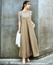 【全品対象クーポン配布中★先着100名 50%OFF★先着3,000名 25%OFF!6/4 20時開始】ワンピース ロング マキシ レディース ダブル ストラップ キャミソール ひざ下 ベージュ/黒 S/M/L/LL ニッセン nissen