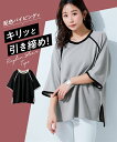 Tシャツ カットソー レディース 配色パイピングポコポコ素材ラグランスリーブ トップス グレー系/黒系 S~6L ニッセン nissen