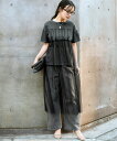 Tシャツ カットソー レディース チュールドッキングロゴTシャツ チャコールグレー系/黒系 S/M/L/LL ニッセン nissen