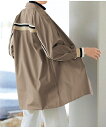 シャツ ブラウス カラー ライン使い チュニック アトランダム モカ系 M/L/LL ニッセン nissen