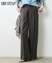 ワイドパンツ レディース レーヨン麻タックワイド パンツ 有 シックス タイル 夏 ゆったり 体型カバー 美脚 ボトムス ズボン オフホワイト/チャコール M~10L ニッセン nissen