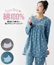 パジャマ 上下セット レディース 夏の綿100% 薄手がうれしい 長袖 ルームウェア セットアップ 部屋着 女性 チャコール系/ブルー系 M〜10L ニッセン ...