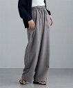 【店内全品対象★25%OFFクーポン配布中★先着1,500名限定 7/19 20時開始】ストレートパンツ レディース 麻調合繊素材 スラックス パンツ 夏 美脚 ボトムス ズボン アイボリー/グレー/ブラック M/L ニッセン nissen