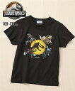 Tシャツ 子供服 キッズ ジュラシックワールド プリント 男の子 女の子 夏 トップス カットソー 黒 身長100/110/120/130cm ニッセン nissen